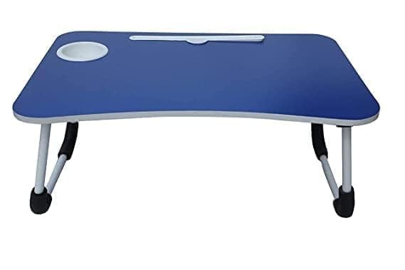 RIVATR Stylish MultiPurpose Portable Laptop Table, Foldable Wooden Desk for Bed Tray, Laptop Table, Study Table with Mug Holder