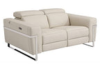 HomeRoots 65' Beige Italian Leather and Stainless Reclining Love Seat