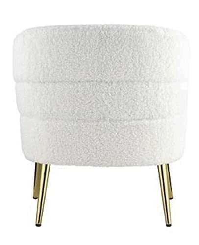 Acme Trezona Fabric Upholstered Accent Chair in White Faux Sherpa