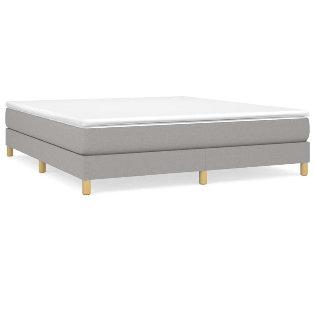 vidaXL Box Spring Bed Frame for King Size Mattress, Stylish Fabric Exterior in Light Gray, Durable Wood Construction for Bedroom Comfort