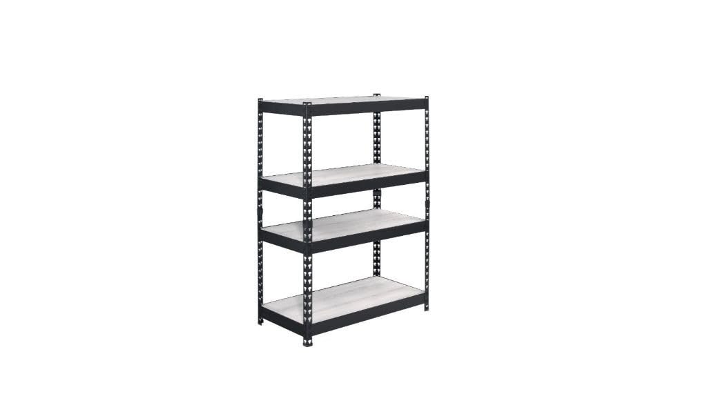 HomeRoots 486305 48 in. Metal Adjustable Four Tier Bookcase Brown & Black