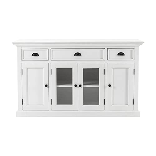 Homeroots Kitchen & Dining White Accent Cabinet with Glass Doors