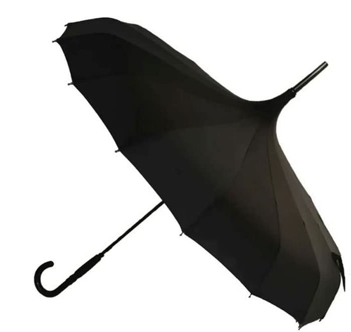 Gothic Black Pagoda Umbrella - Perfect For Rain Or Shine, Ideal For Vampires, Gothic Enthusiasts, And Lovers Of Unique Style