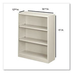 Hon Metal Bookcase, Three-Shelf, 34.5W X 12.65D X 41H, Light Gray