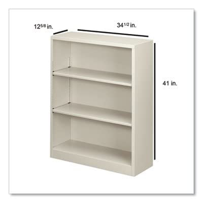Hon Metal Bookcase, Three-Shelf, 34.5W X 12.65D X 41H, Light Gray