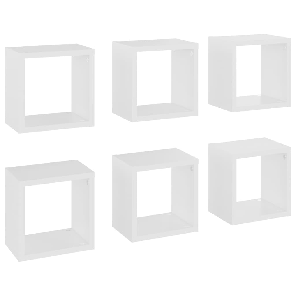 Wall Cube Shelves 6 pcs White 22x15x22 cm