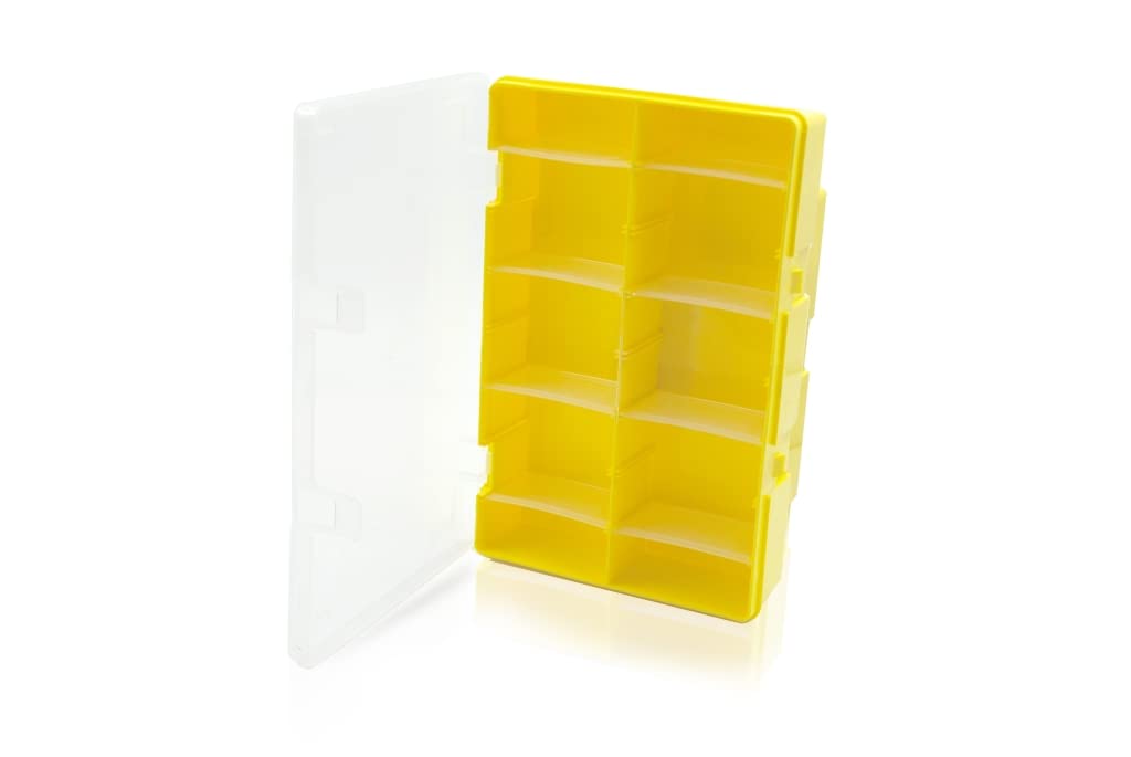 GLOBOMOTIVE Plastic Storage Box with 8 Removable Dividers for Home, Office Lightweight Multipurpose Craft Organizer with 10 Gri