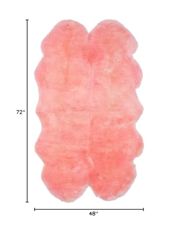 HomeRoots Kitchen 4' x 6' x 2' Loom Knotted Pink Quattro Sheepskin Area Rug