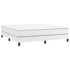 vidaXL Box Spring King Bed Frame in Faux Leather, White, Sturdy Construction, 76"x79.9" Compatible