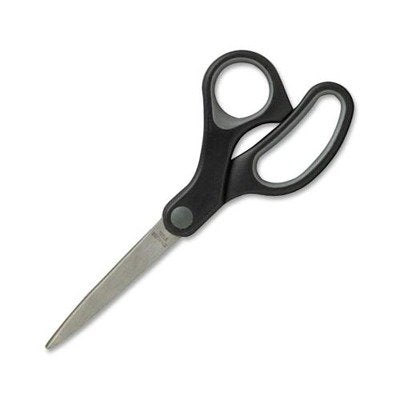 Sparco 25225 Straight Scissors, Rubber Handles, 7-Inch Straight, Black
