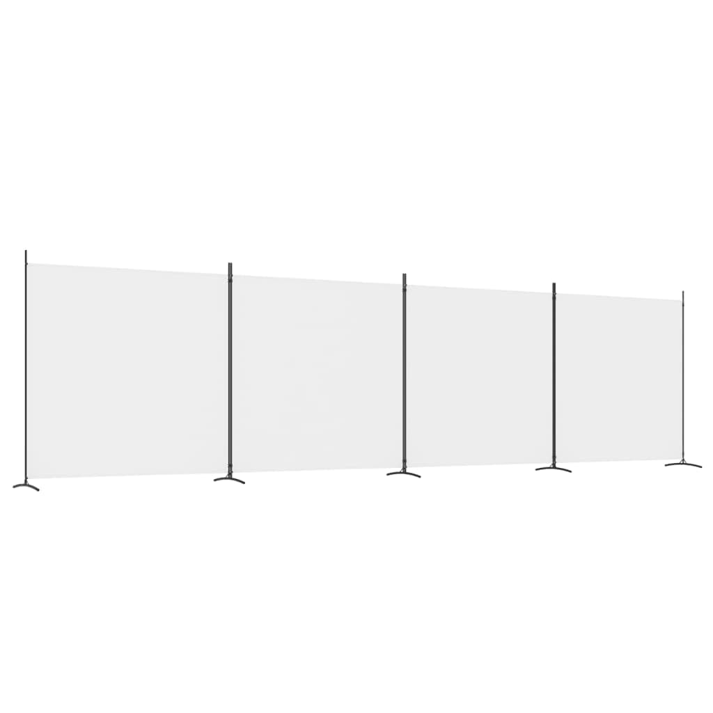 vidaXL Modern 4-Panel Room Separator/Divider, Sturdy Fabric Construction, Foldable Panel Design, White - Ideal for Space Managem