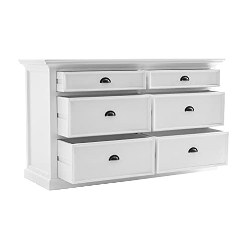 HomeRoots Mahogany, MDF Modern Farmhouse White Six Drawer Dresser
