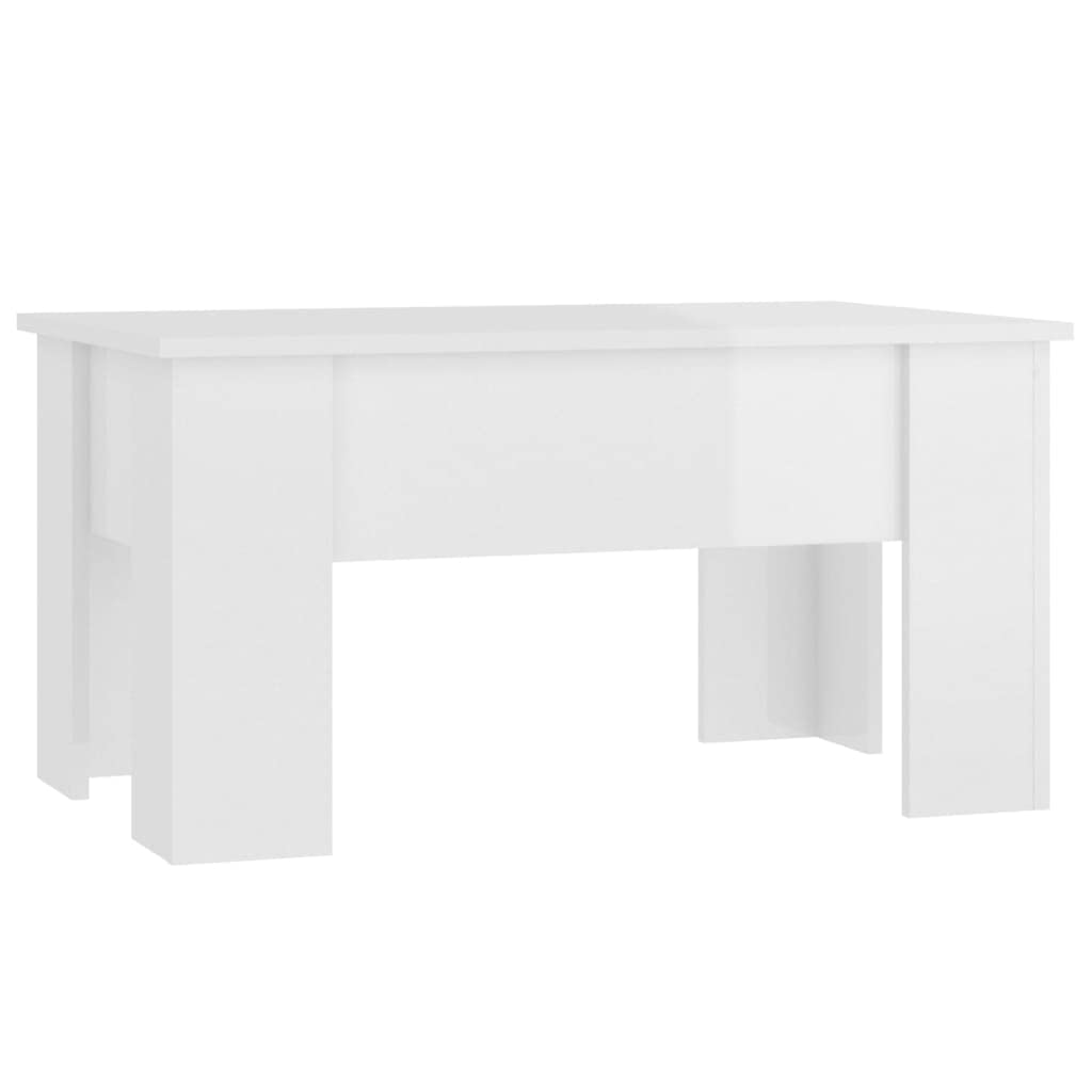 Vidaxl Engineered Wood Coffee Table With Liftop, High Gloss White Finish, Rectangular Structure, 31.1&quot;X19.3&quot;X16.1&quot;, Perfect For Living Room Or Office