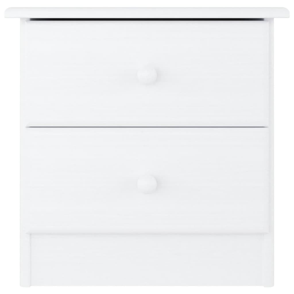 vidaXL ALTA Bedside Cabinet - 2 Drawer Solid Pine White Nightstand Rustic Wood