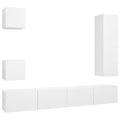 vidaXL TV Stand Set 5 Piece Home Living Room Bedroom Furniture HiFi Stereo Cabinet TV Stand Media Unit Entertainment Center Engineered Wood White