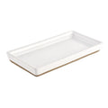 Sweet Water Decor Stoneware Tray for Home - White | Kitchen and Bathroom Dispenser Holder | Jewelry Dish | Glass Soap Holder for