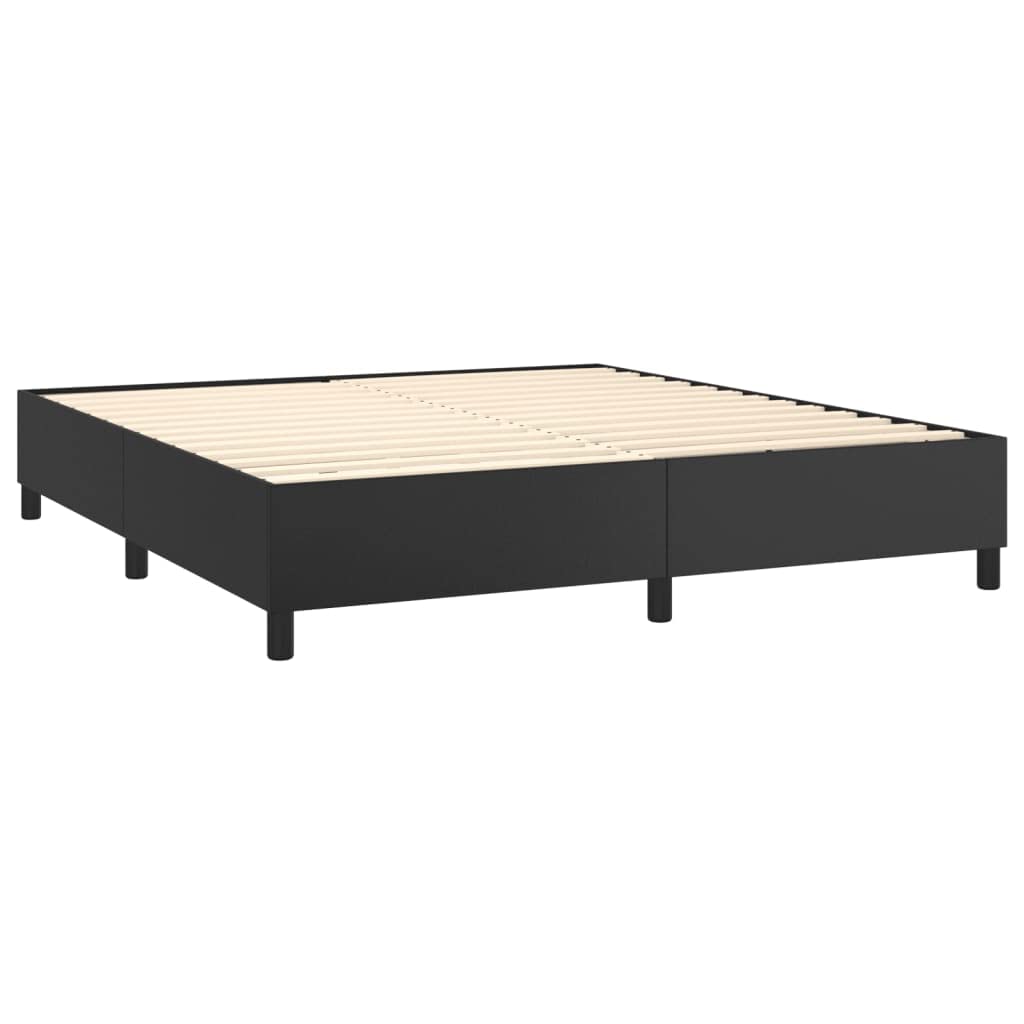 vidaXL Faux Leather King Size Box Spring Bed Frame - Black 76"x79.9" - Modern Bedroom Furniture Piece - Lightweight and Durable