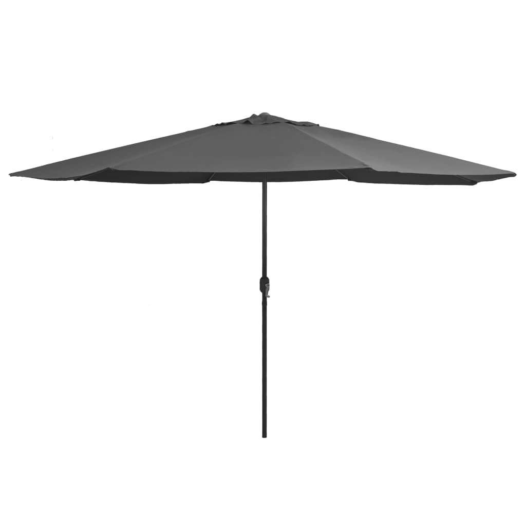 vidaXL Metal Pole Outdoor Parasol, 157.5&quot; Round Patio Umbrella, UV Protective and Anti-fade Polyester Canopy - Anthracite