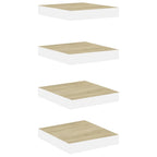 vidaXL Wall Shelves 4 Pcs, Floating Shelves, Display Shelves, Wall Mounted Shelves for Photo Frame Trophy Planter Pot, Modern, Oak and White