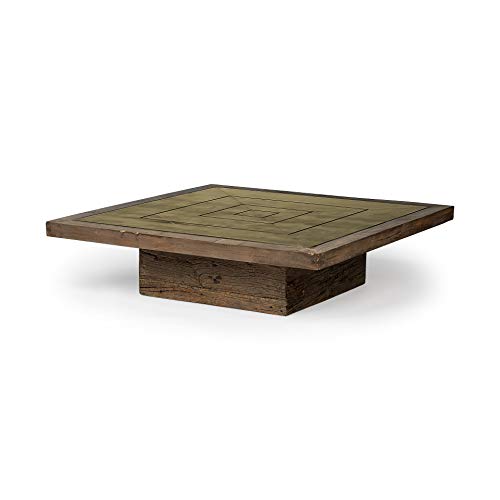 HomeRoots Brown Square Solid Wood Table and Base Coffee Table