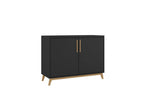 HomeRoots Wood, Manufactured Modern Black and Natural Two Door Buffet