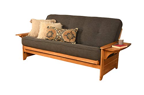 Kodiak Furniture Phoenix Full Size Futon in Butternut Finish, Linen Charcoal