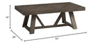 Intercon Hearst 52" Wide Coffee Table with Trestle-Styled Base, Reclaimed Chevron