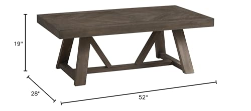 Intercon Hearst 52" Wide Coffee Table with Trestle-Styled Base, Reclaimed Chevron