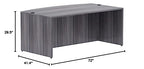 Lorell LLR69591 71 x 36 in. Bow Weathered Charcoal Laminate Desking