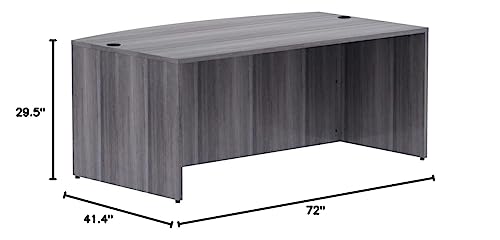 Lorell LLR69591 71 x 36 in. Bow Weathered Charcoal Laminate Desking