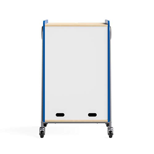 Safco Products Whiffle Typical 14, Double Column 12-Tote 4-Shelf Doored Rolling Storage Cart with Magnetic Dry-Erase Back, Electric Blue, 48&quot; H(Electric Blue)