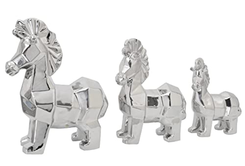 Afd Home Mirrored Chrome Horses Set Of 3