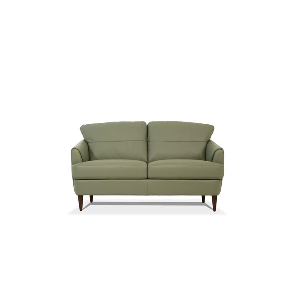 Acme Tacoma Leather Loveseat In Moss Green