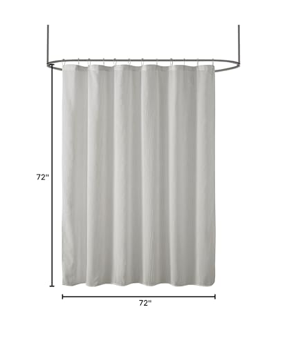 Madison Park Anna Sheers Shower Curtain, Textured Striped Accent Design, Modern Mid-Century Bathroom Decor, Machine Washable, Fabric Privacy Screen 72X72, Grey