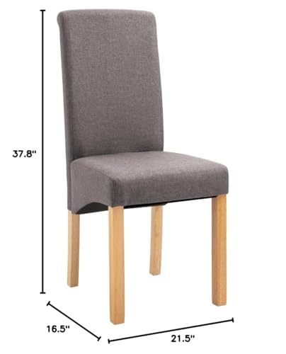 vidaXL Dining Chairs 2 Pcs, Side Chair with Wood Frame, Upholstered Fabric Accent Chair for Home Kitchen Living Room, Taupe Fabric