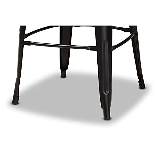 Baxton Studio Rosetta Modern Industrial Black Metal and Walnut Brown Finished Wood 4-Piece Bar Stool Set