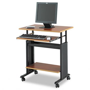 Safco 28&quot; Wide Adjustable Height Workstation Workstation,Adj 28&quot;,Cy/Bk (Pack Of2)