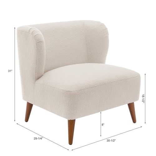 Comfort Pointe Vesper Milky White Textured Polyester Boucle Fabric Accent Chair