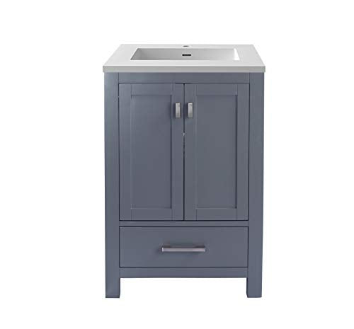 Laviva Wilson 24 - Grey Cabinet Matte White Viva Stone Solid Surface Countertop