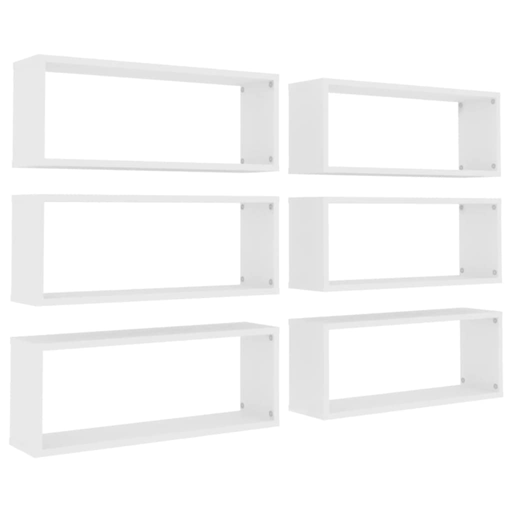 vidaXL Wall Cube Shelves 6 pcs White 23.6&quot;x5.9&quot;x9.1&quot; Engineered Wood