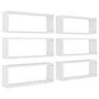 vidaXL Wall Cube Shelves 6 pcs White 23.6"x5.9"x9.1" Engineered Wood