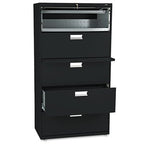 Hon 600 Series 5-Drawer Lateral Files W/ Locks-5 Drawer Lateral File W/Lock, 36"X19-1/4"X67", Black