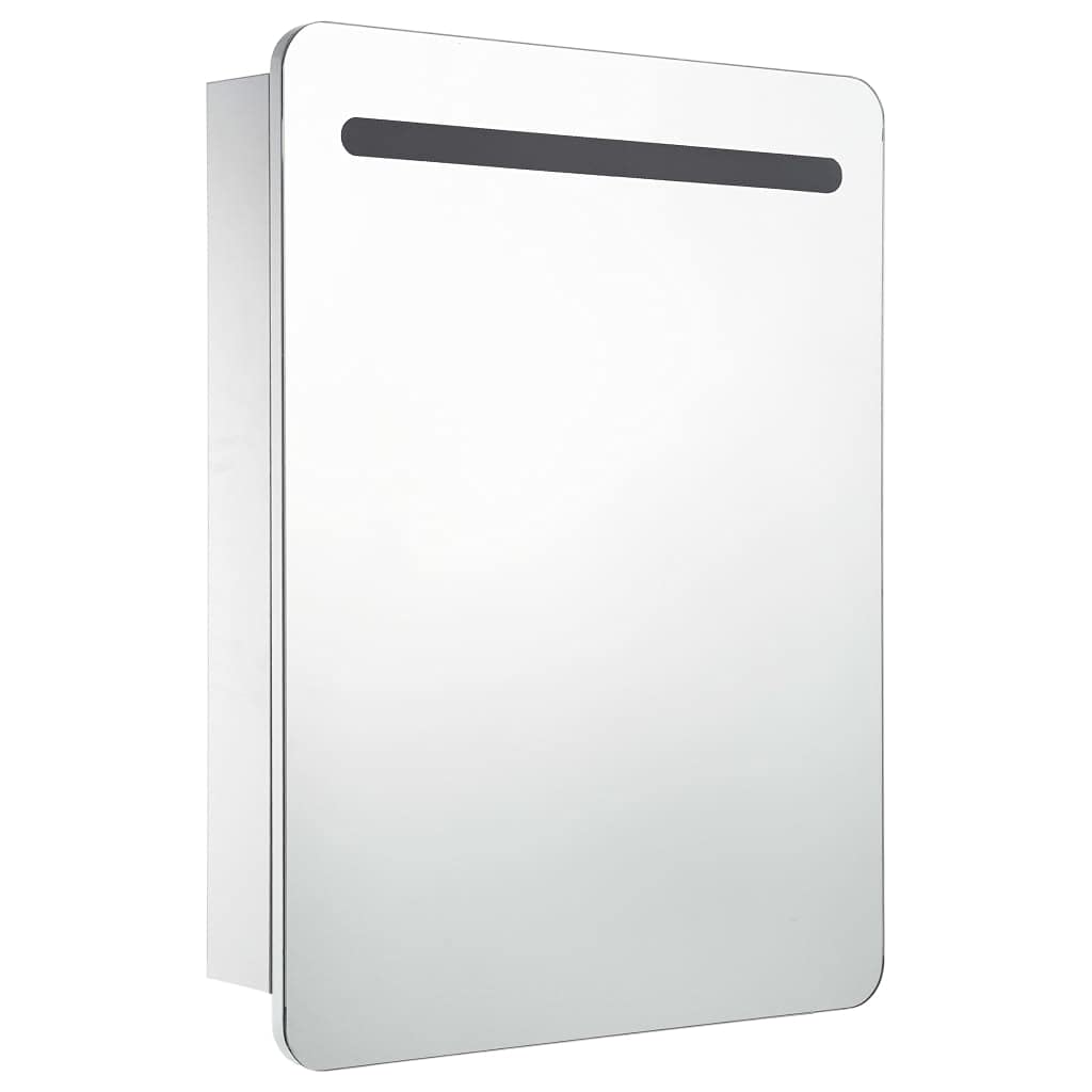 vidaXL Mirrored Bathroom Vanity Cabinet - Wall Mounted Medicine Cabinet with LED Light and Storage Shelves - 23.6&quot; x 4.3&quot; x 31.5&quot;