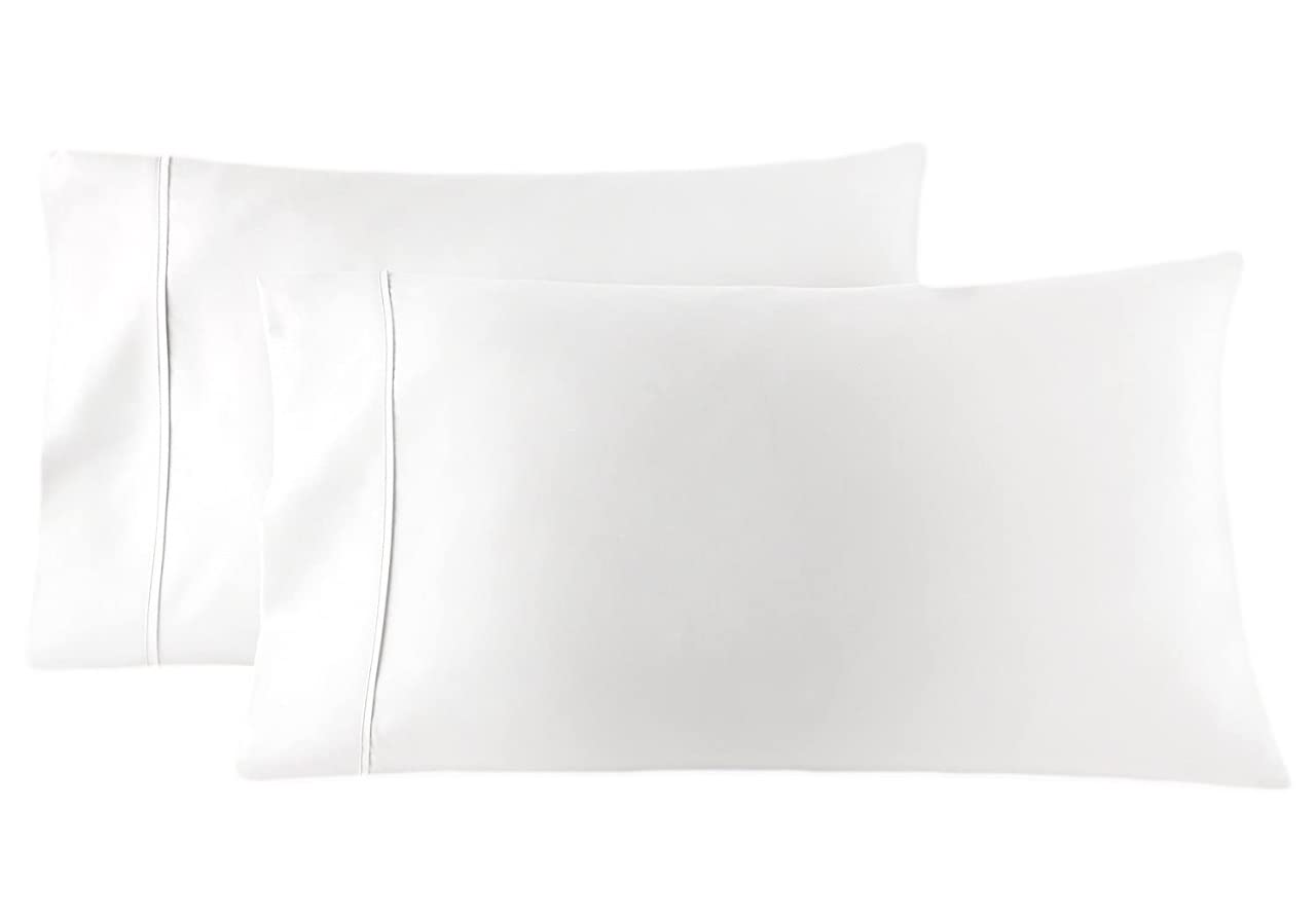 Shandreamz -100% Cotton Percale Pillowcases, White Cotton Pillow Cases, Set Of 24, 200 Thread Count, Elegant Double Stitched Tai