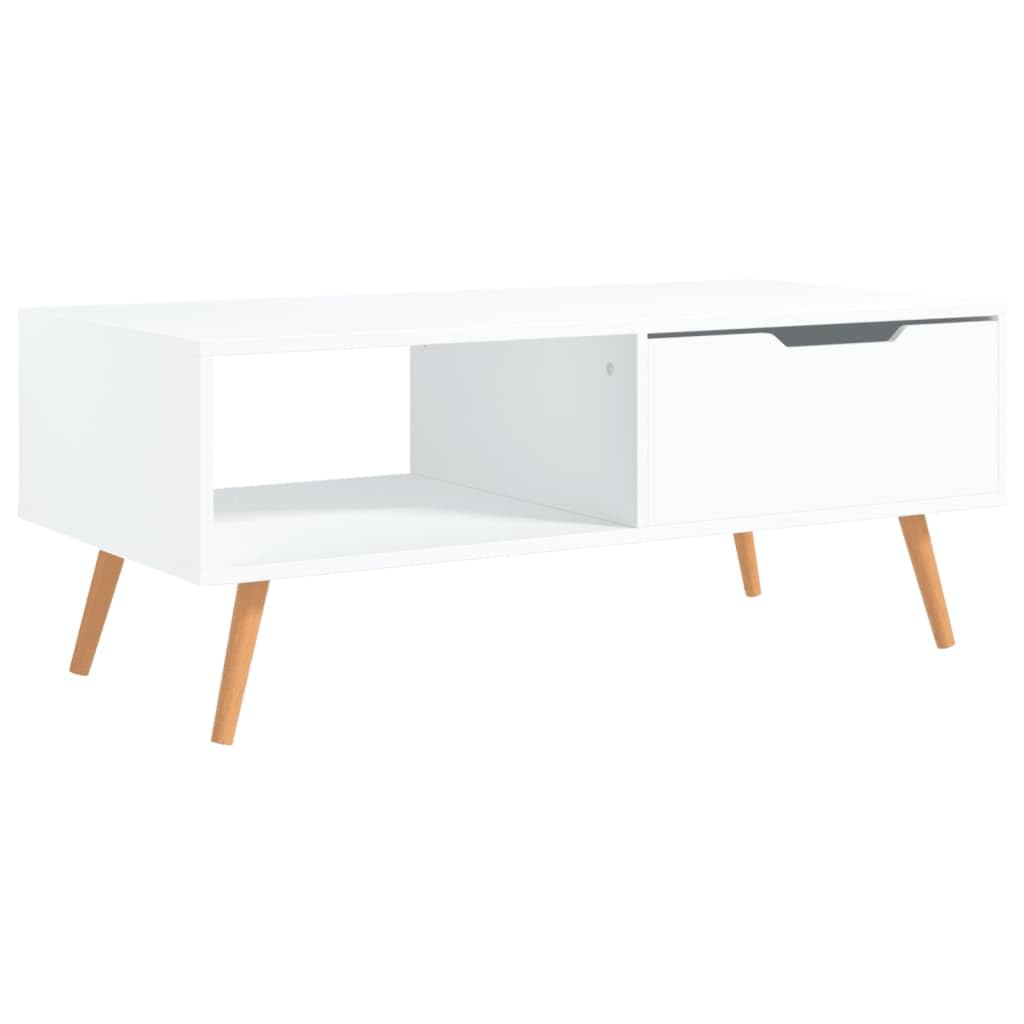 vidaXL Scandinavian Style Coffee Table - Rectangular, Elegant White, 39.4x19.5x16.9, Made of Engineered Wood and MDF, Easy Assem