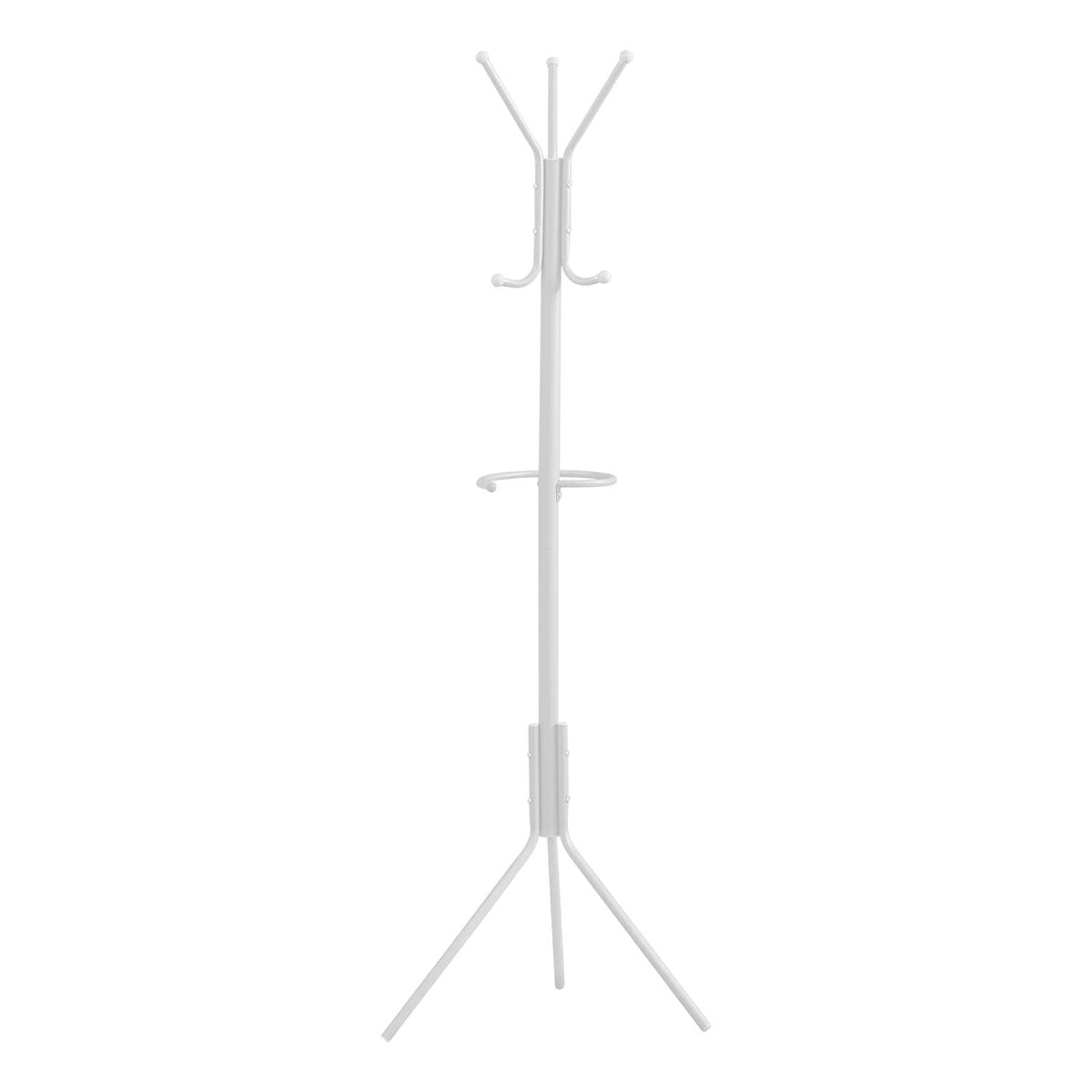 Monarch Specialties I 2164 Coat Rack, Hall Tree, Free Standing, Hanging Bar, 6 Hooks, Entryway, 68&Quot; H, Bedroom, Metal, White, Contemporary, Modern