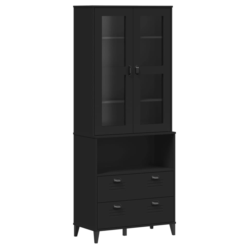 vidaXL Viken Highboard 80 x 40 x 200 cm Solid Pine Wood Black