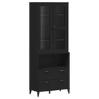 vidaXL Viken Highboard 80 x 40 x 200 cm Solid Pine Wood Black