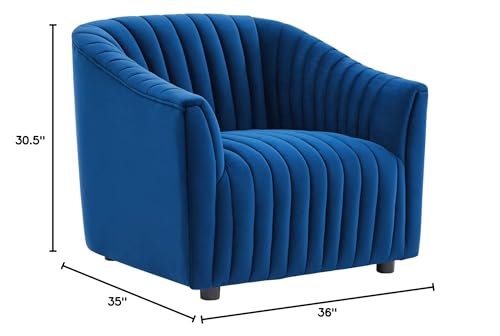 Modway Announce Modern Performance Velvet Tufted Armchair in Navy