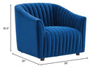 Modway Announce Modern Performance Velvet Tufted Armchair in Navy